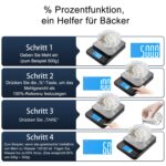 BOMATA Digitale Küchenwaage 5 kg mit Prozentfunktion – Hochpräzise Bäckereiwaage USB-aufladbar – Bild 3