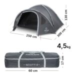 JUSTCAMP Scott 4 Dark – Kuppelzelt für 4 Personen mit Lichtschutz & Vorraum – Bild 2