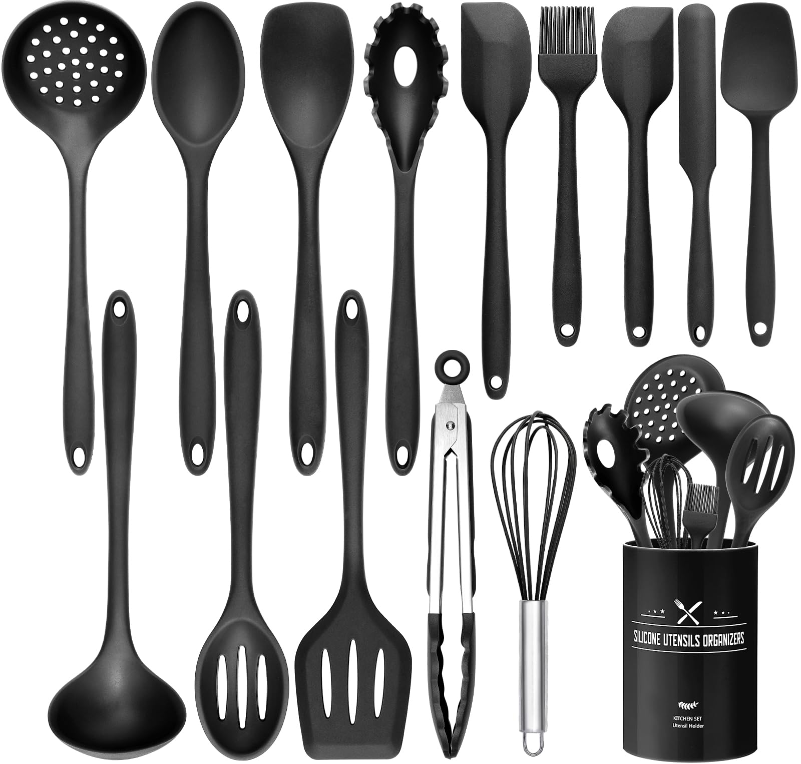 71R229v-4OL._SY1526_.jpg Wildone 15-teiliges Silikon-Küchenutensilien-Set – Hitzebeständig bis 230°C & Spülmaschinenfest – Bild 1