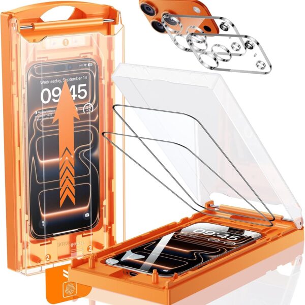 MRGLAS 2+2 Pack Panzerglas iPhone 17 Pro 6.3" – 9H+ Schutzfolie mit Auto-Staubentfernung