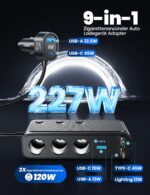 JOYROOM 227W KFZ Zigarettenanzünder Verteiler 9in1 – 45W Schnellladekabel für iPhone & Android – Bild 4