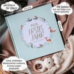 Rabano Art Babyalbum 176 Seiten mit Goldprägung – Erinnerungsbuch erstes Jahr Mint – Bild 2