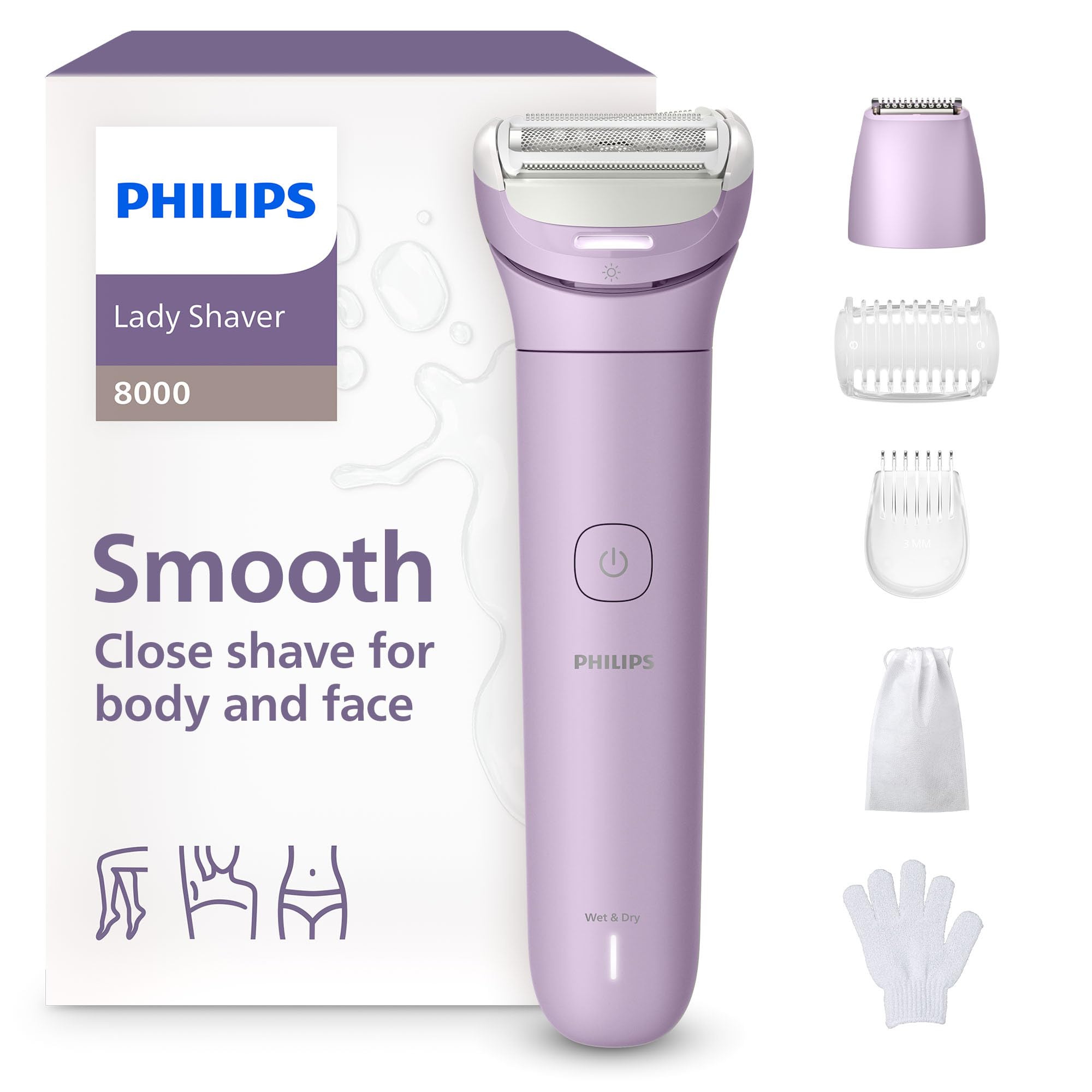 71R8D-ubGL._SY2000_.jpg Philips Lady Shaver Series 8000 – Kabelloser Damenrasierer mit LED & flexiblem Scherkopf – Bild 1