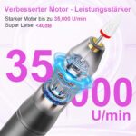 POFIBO Kabellose Nagelfräser 35.000 U/Min – Profi Maniküre Set mit 12 Aufsätzen – Bild 3