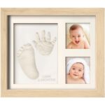 KeaBabies Baby Handabdruck & Fussabdruck Set – Premium Gipsabdruck Bilderrahmen in Esche