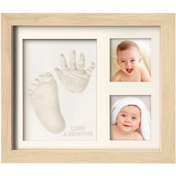 KeaBabies Baby Handabdruck & Fussabdruck Set – Premium Gipsabdruck Bilderrahmen in Esche