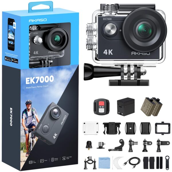 AKASO EK7000 4K Action Cam – Unterwasserkamera mit WiFi & 170° Weitwinkel für Abenteuer