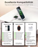 XNYAND 3 in 1 Ladestation – Magnetische Induktive Ladefläche für iPhone, Apple Watch & AirPods – Bild 4
