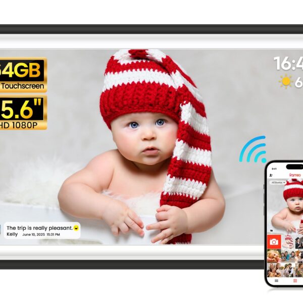 Yalilia 15,6 Zoll Digitaler Bilderrahmen mit 64GB – FHD Touchscreen & Frameo-App