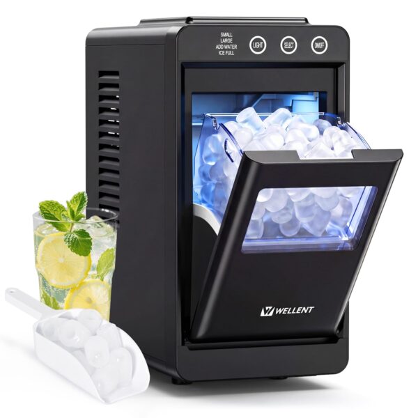 WELLENT Eiswürfelmaschine mit Schublade – 12 kg/24h Eisproduktion für Küche & Bar