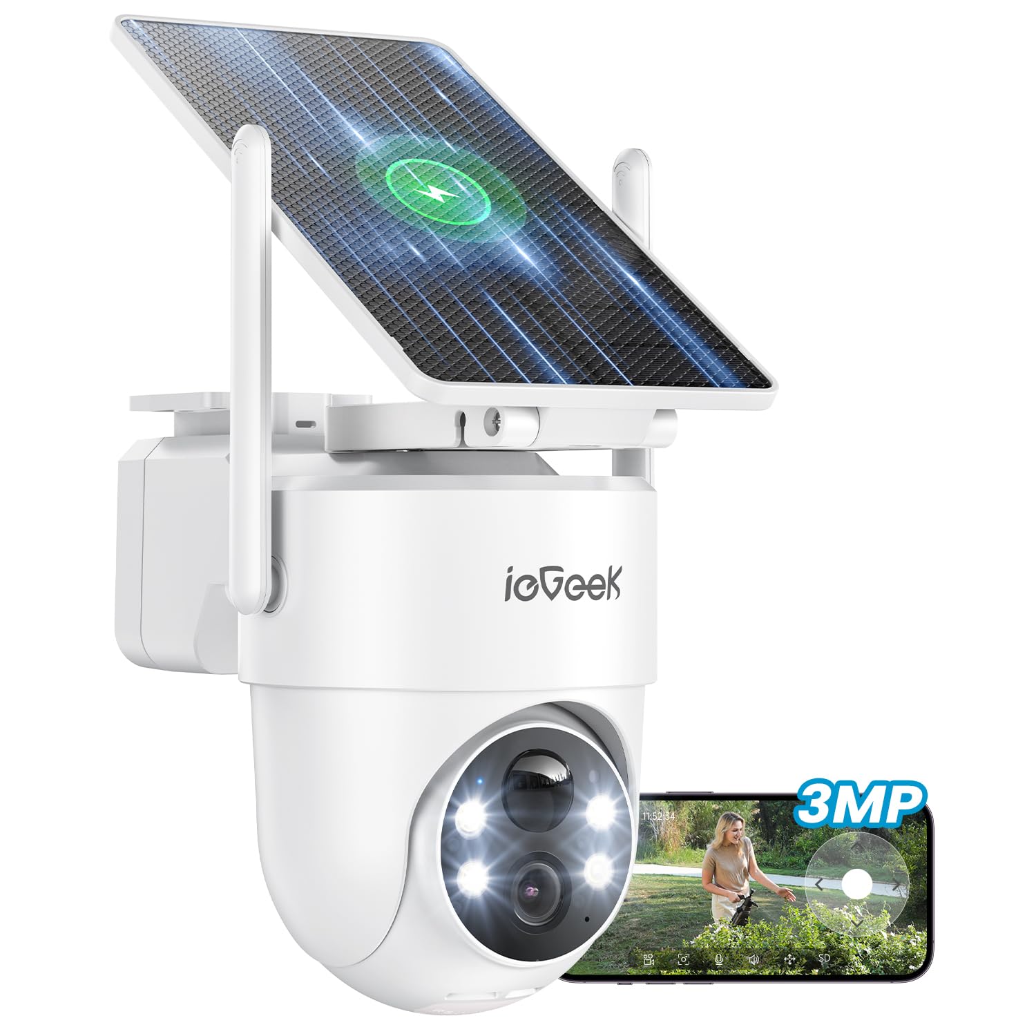 71RopClQy9L._SY1500_.jpg ieGeek 2K Solar Überwachungskamera Aussen – 360° PTZ mit Farb-Nachtsicht & PIR-Bewegungsmelder – Bild 1