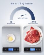 Drcowu Digitale Küchenwaage 15 kg – Profi-Lebensmittelwaage mit Edelstahl & Tara-Funktion – Bild 5