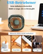 benpen USB Tischventilator mit 3 Geschwindigkeiten & 360° Kopf – Leiser Mini-Ventilator für Büro & Zuhause – Bild 5