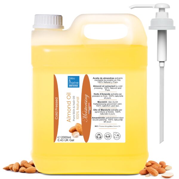 2000 ml Bio Mandelöl Kaltgepresst – Natürliche Hautpflege & Haarpflege von bleu & marine Bretania