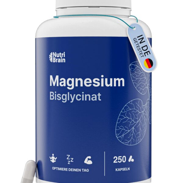 Magnesiumbisglycinat 2000 mg – 250 Kapseln hochdosiert für Schlaf & Energie