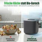YourCasa Biomülleimer 4L mit herausnehmbarem Sieb – Geruchsdicht für die Küche – Bild 8