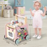 Itslife Lauflernwagen Holz 9-in-1 – Lauflernhilfe mit Spielküche & Montessori Spielzeug – Bild 2