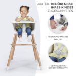 Kinderkraft SIENNA 2-in-1 Hochstuhl mit Holzbeinen – Kinderhochstuhl ab 6 Monate bis 4 Jahre – Bild 5