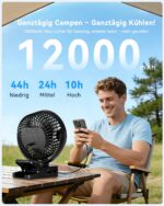 ArsMotin USB Akku Ventilator mit Fernbedienung – 44h Laufzeit, LED-Licht & 360° Drehbar – Bild 3