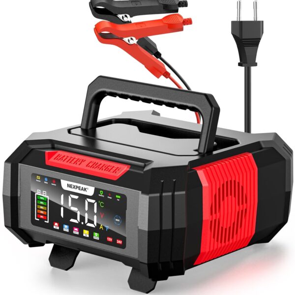 NEXPEAK NC315 Autobatterieladegerät 15A – 12V/24V LiFePO4 & Blei-Säure Intelligentes Schnellladegerät