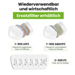 AirGearPro M-500 Atemschutzmaske A1P2 – Wiederverwendbarer Atemschutz für Handwerk & Industrie – Bild 6