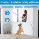 Eyeleaf Ausziehbares Treppenschutzgitter 140 cm – Sicherheitsgitter für Babys & Haustiere – Bild 4