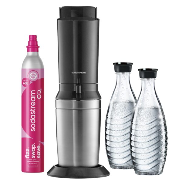 SodaStream Crystal 3.0 Wassersprudler mit 2 Glaskaraffen – Elegantes Sprudelwasser-System