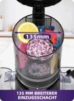 ACOQOOS Slow Juicer mit 135 mm Fütterungsröhre – Elektrische Saftpresse mit 99% Saftausbeute – Bild 3