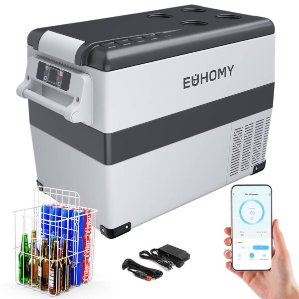 EUHOMY 40L Kompressor Kühlbox 12V/240V – Tragbarer Kühlschrank mit App-Steuerung für Auto & Camping