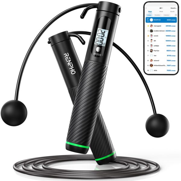 RENPHO Intelligentes Springseil mit App – Verstellbar für Fitness, Boxen & CrossFit