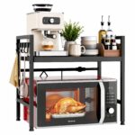 Mointal Mikrowellenregal 2-stufig verstellbar aus Kohlenstoffstahl – Küchenorganizer mit 8 Haken