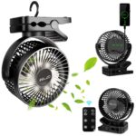 ELZO 12000mAh Campingventilator – USB-Ventilator mit LED, Fernbedienung & 360° Drehung