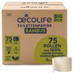 œcolife Bambus Toilettenpapier 75 Rollen 3-lagig – Nachhaltig & Plastikfrei