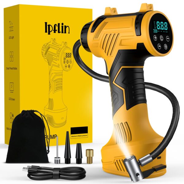 Ipflin Elektrische Akku-Luftpumpe 150PSI – Tragbarer Kompressor für Auto, Fahrrad & Motorrad