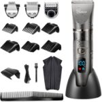Hatteker 3-in-1 Haarschneider für Herren mit Keramik-Titan-Klinge & LCD-Anzeige – Profi Trimmer für Haar & Bart