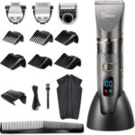 Hatteker 3-in-1 Haarschneider für Herren mit Keramik-Titan-Klinge & LCD-Anzeige – Profi Trimmer für Haar & Bart