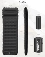 CIXMUS Aufblasbare Isomatte 12 cm mit Fussepumpe & Kopfkissen – Camping Luftmatratze für Wandern – Bild 2