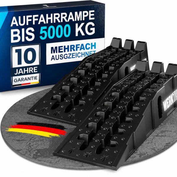 WERKTHOR Auffahrrampen PKW 2er Set – bis 5 Tonnen Tragkraft für sichere Wartungsarbeiten