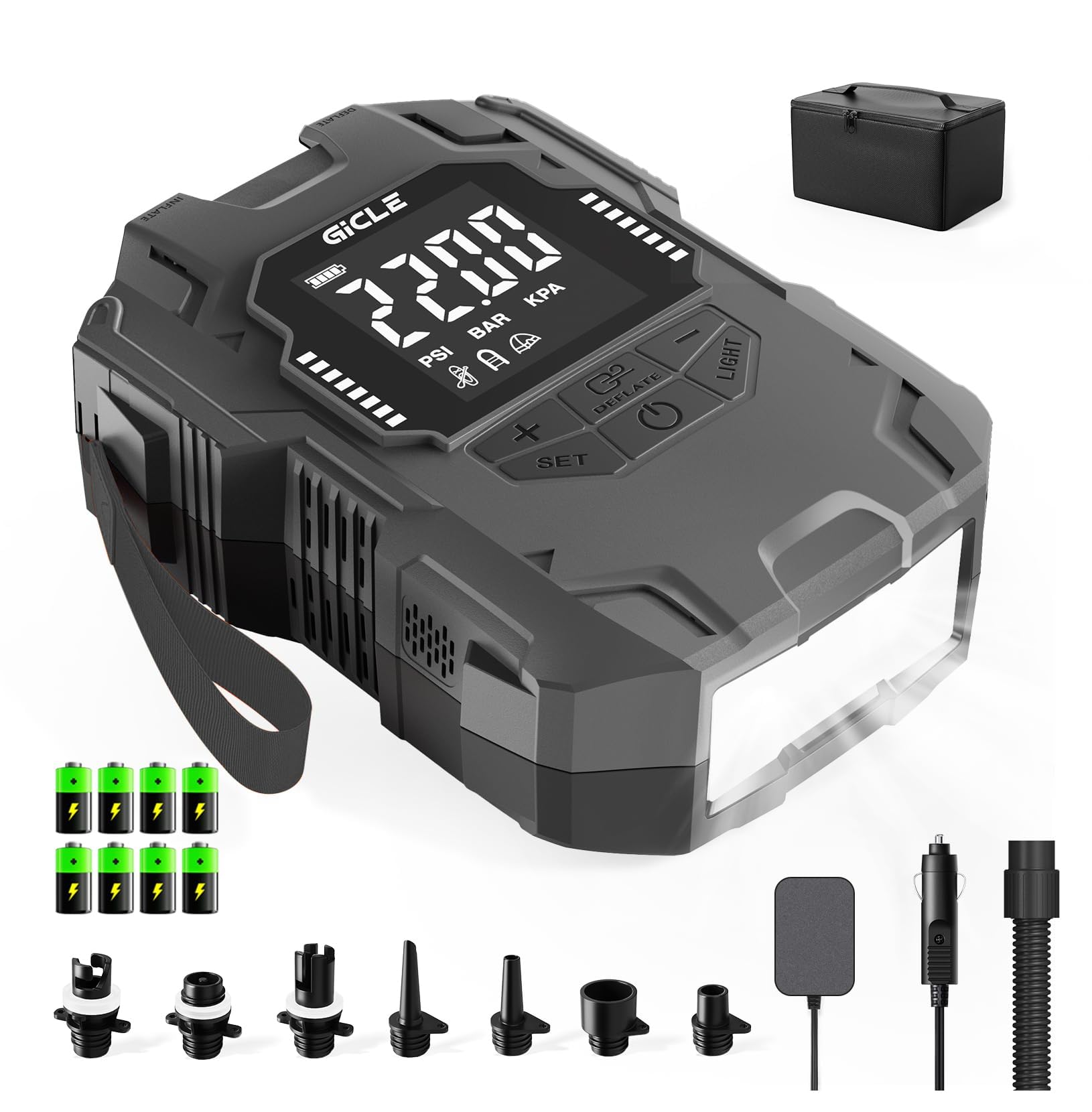 71TjtLlQXL._SY1660_.jpg GICLE Elektrische SUP Pumpe 22 PSI mit Akku & Kabelanbindung – Aufblaspumpe für Wassersport – Bild 1