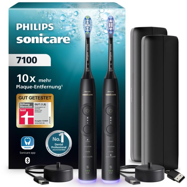 Philips Sonicare 7100 Schallzahnbürste 2er-Pack – Intelligente Mundpflege mit App-Steuerung