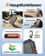 20000mAh Wireless Solar Powerbank – 22.5W Schnellladung mit integrierten Kabeln & LED-Taschenlampen – Bild 9