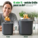 YourCasa Biomülleimer 4L mit herausnehmbarem Sieb – Geruchsdicht für die Küche – Bild 3