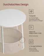 VASAGLE LILEA Beistelltisch rund 45 cm mit Stoffkorb – moderner Wohnzimmertisch – Bild 5
