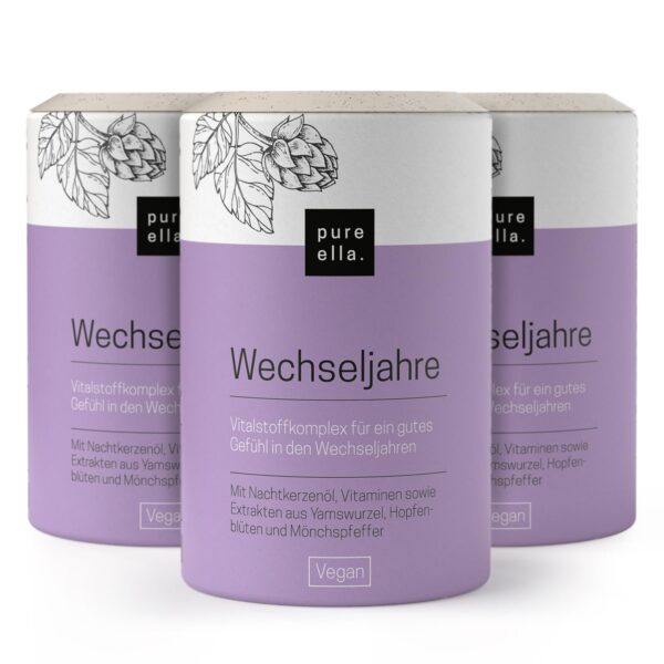 PURE ELLA Wechseljahre 3er Set – 180 Kapseln Vitalstoffkomplex für Frauen