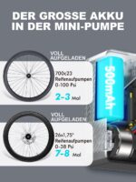 GPUTEK Elektrische Fahrradpumpe 120 PSI – Kabellos mit LED-Druckmesser für alle Ventiltypen – Bild 6