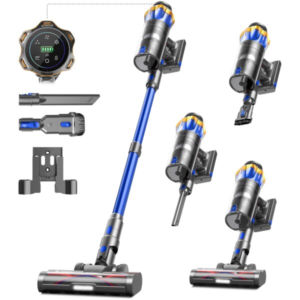 Bulelink Akku-Staubsauger 45000Pa 550W – 65Min Laufzeit mit 8-Schicht-Filtration & Anti-Tangle-Bürste