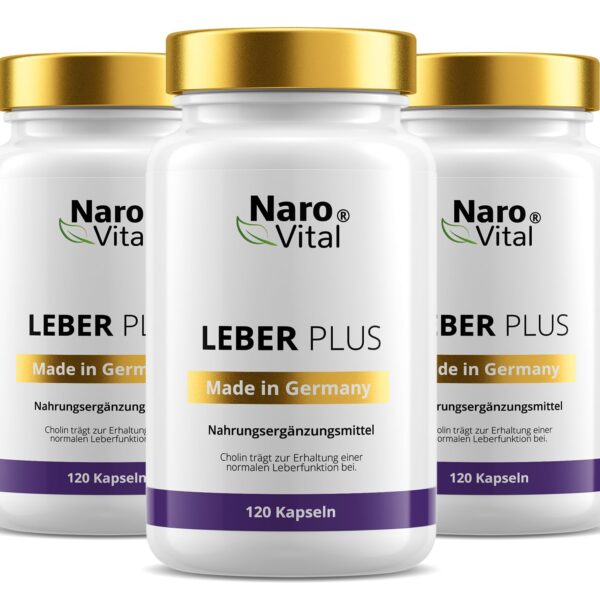 3er Sparpaket Leber Kur Kapseln mit Mariendistel & Cholin – 8-Fach Komplex für Leberfunktion