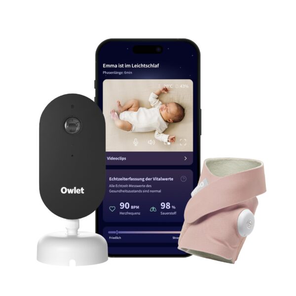 Owlet Dream Duo – Smartes Babyphone mit 2K Kamera & Dream Sock® Schlaftracking