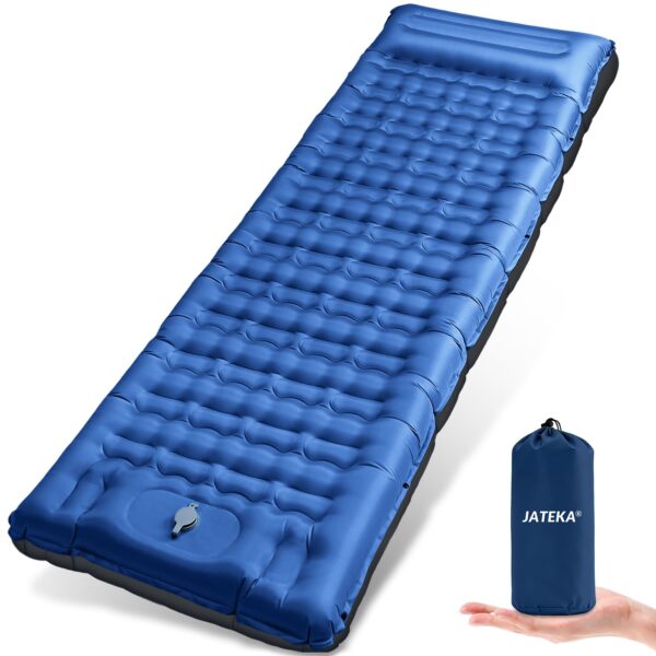 JATEKA Aufblasbare Isomatte 12 cm – Ultraleichte Camping Luftmatratze mit Fußpumpe