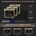 DICTAC Badezimmerspiegelschrank 80x60x16 cm – LED-Beleuchtung & Steckdose mit Sensortaste – Bild 5